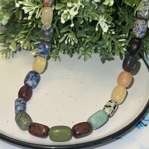 Nugget Bead Natural Stone Endless Necklace 28”